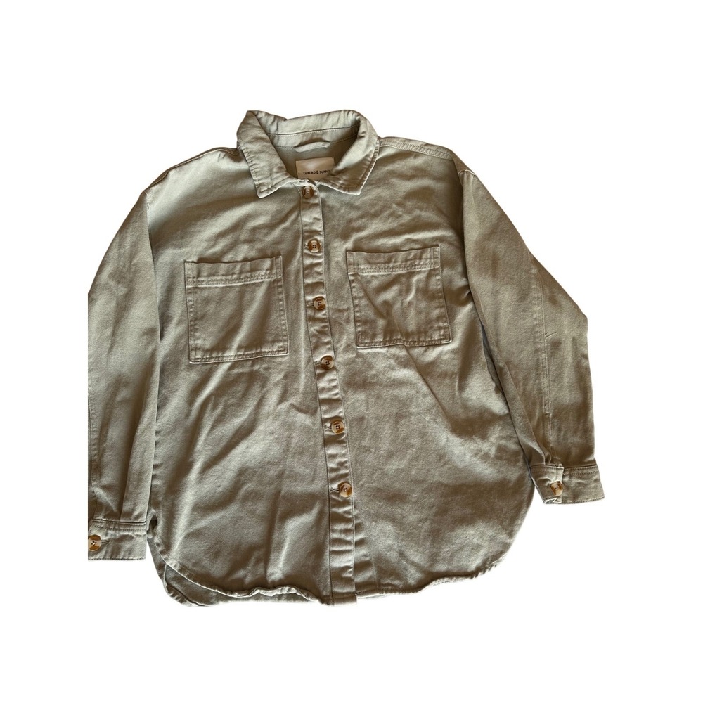 Thread & Supply Shirt Jacket Mens S Sage Green‎ Button Front Pockets Casual